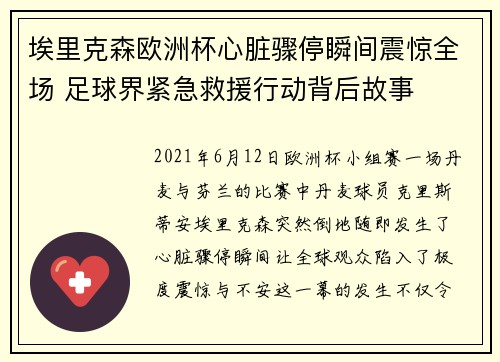 埃里克森欧洲杯心脏骤停瞬间震惊全场 足球界紧急救援行动背后故事
