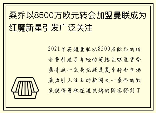 桑乔以8500万欧元转会加盟曼联成为红魔新星引发广泛关注